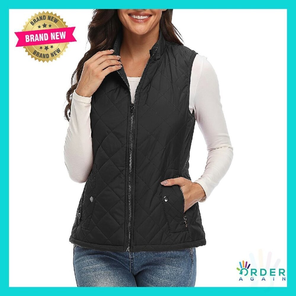 Quilted Puffer Vest with 4 Pockets Lightweight Chic Regular Fit Gilet